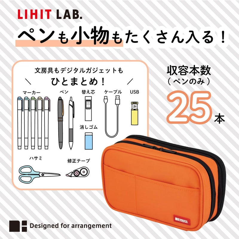 LIHIT LAB Large Capacity Double Zipper Pencil Case For School Office College, Big Capacity 6 Compartments Pencil Bag Holder Adults Teen Boys Girls, Travel Cosmetics Storage, Blue (A7555-108) - Image 2